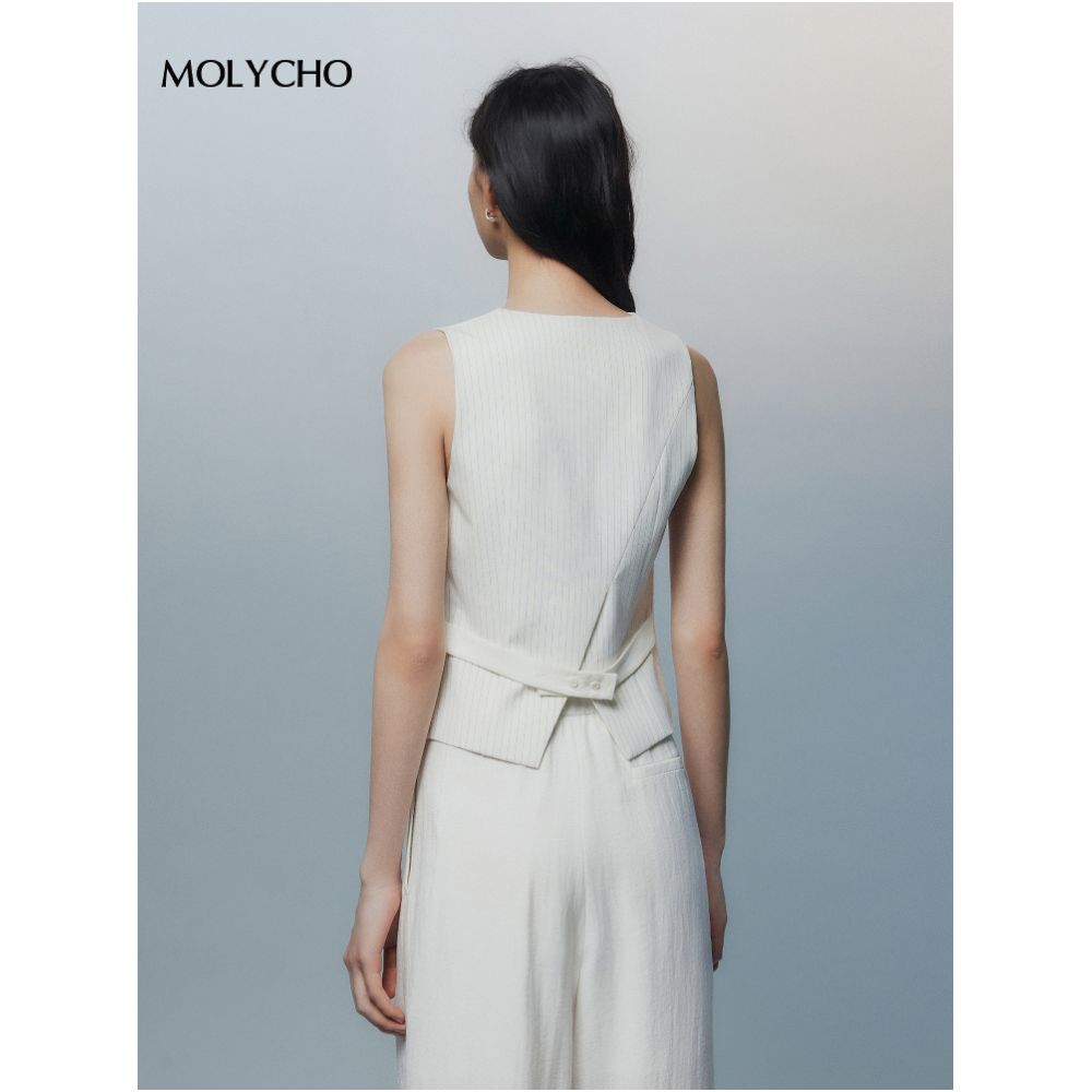 MOLYCHO Daily effortless sleeveless vest wide leg pants casual set relaxed two piece set image 5