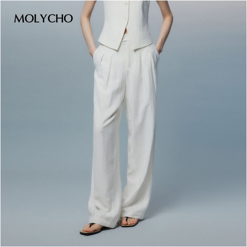 MOLYCHO Daily effortless sleeveless vest wide leg pants casual set relaxed two piece set image 25