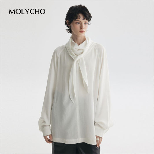 ASAYA4783 – Serene Drape Scarf Blouse 🤍✨