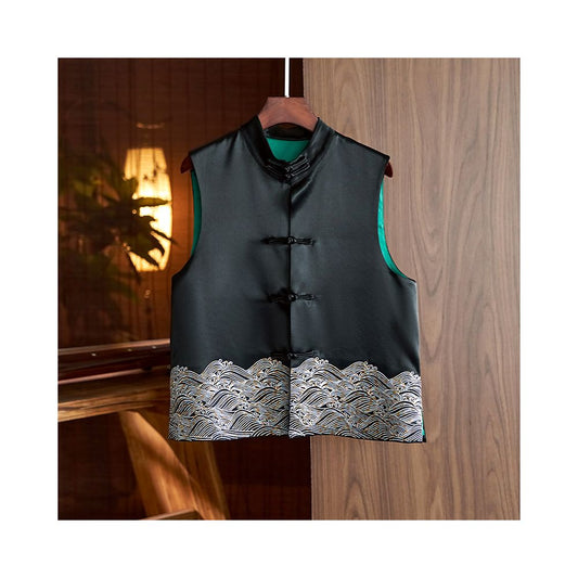 Asaya1532 -  Acetate satin embroidery vintage buckle Chinese horse clip top