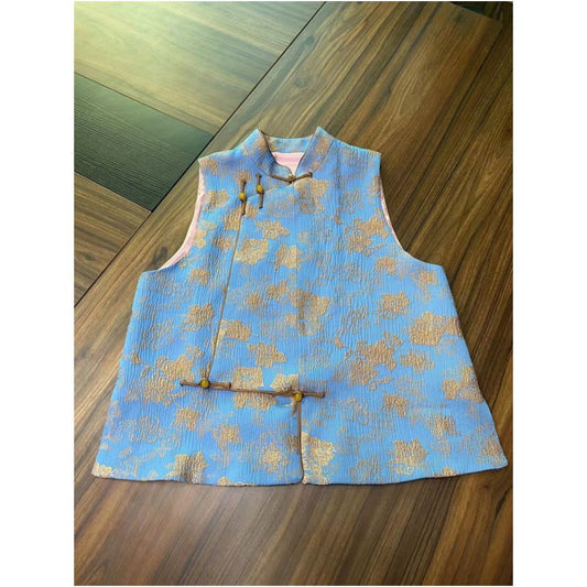 Asaya1471 - Blue new Chinese vest