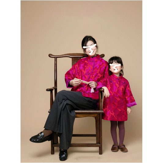 Asaya1446 - High end Chinese style retro Tang style printed New Year s coat red battle robe women s unique and chic top winter outfit