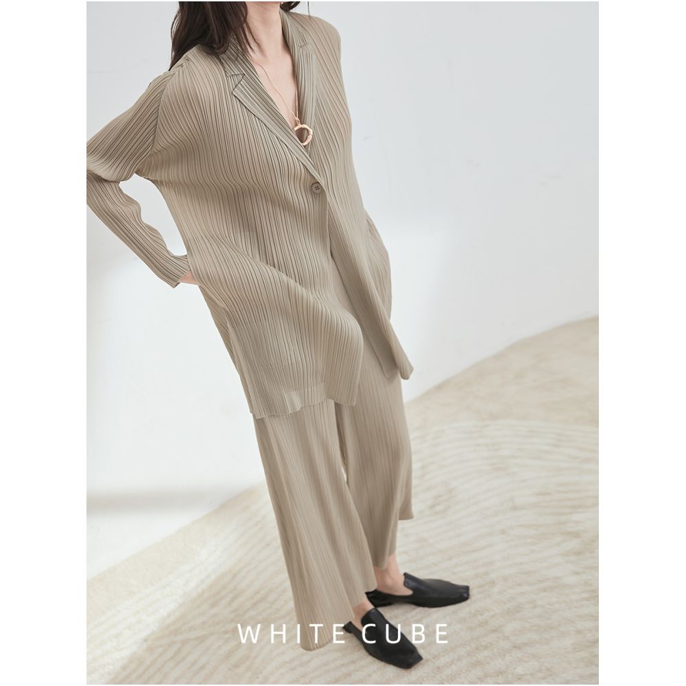 2024 early spring new internet celebrity Yinglun style casual fashion one button suit three stay style women s pleated outfit image 2