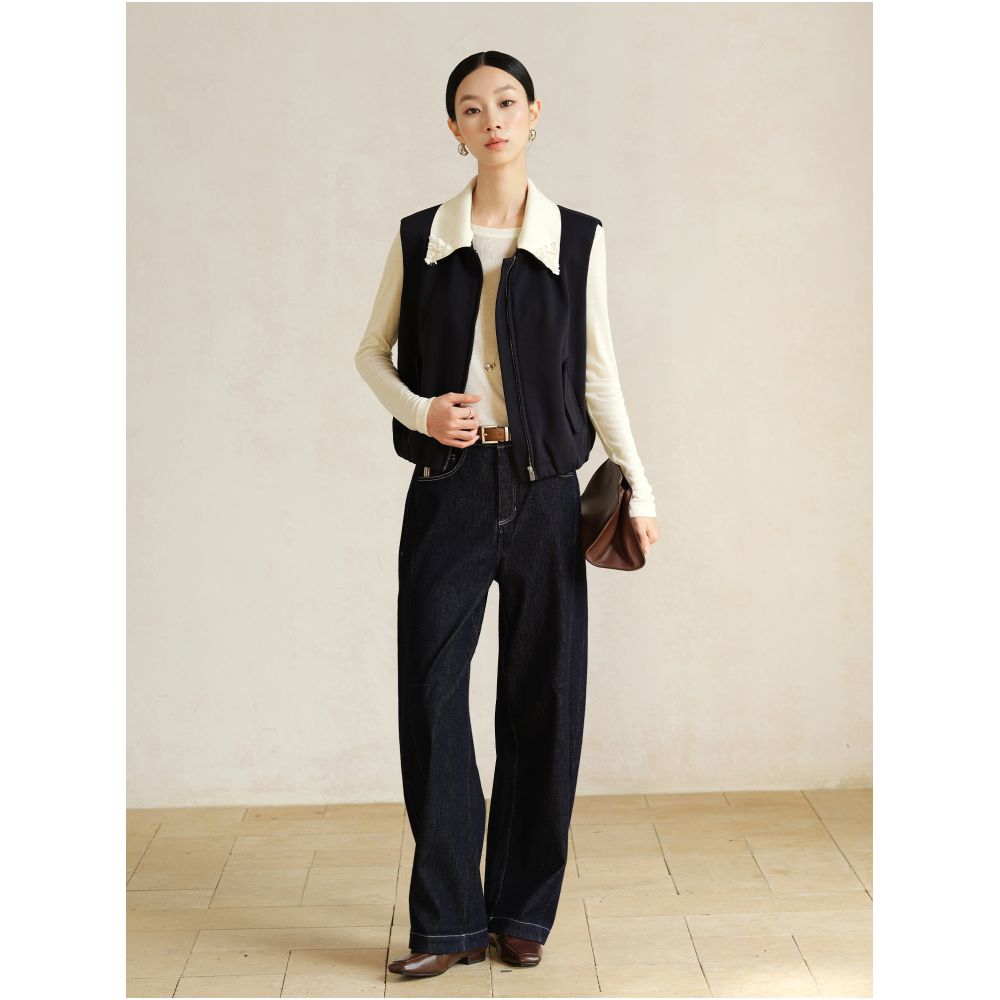 Jiaqi Ruixi early autumn thick Lyocell Tencel Heavy Industry nail bead loose casual vest versatile vest jacket image 2