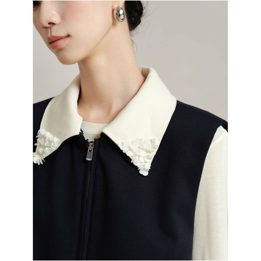 Jiaqi Ruixi early autumn thick Lyocell Tencel Heavy Industry nail bead loose casual vest versatile vest jacket image 4