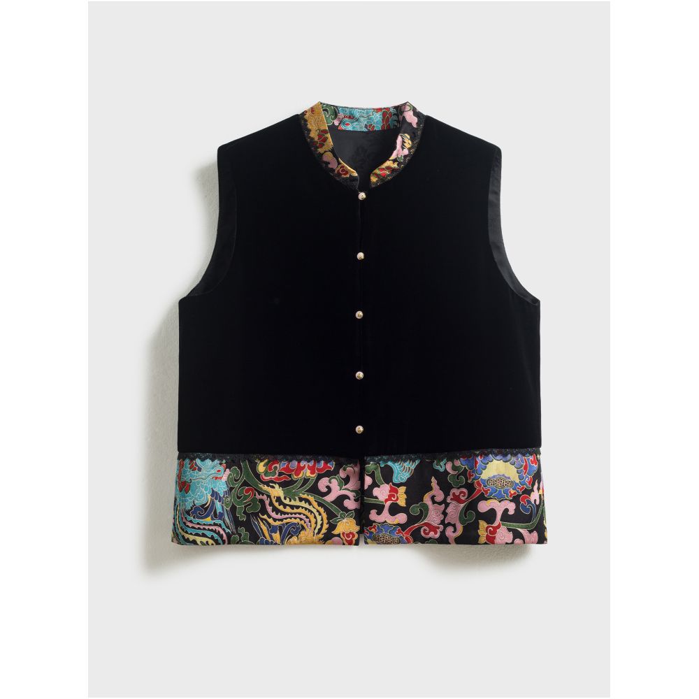 Jiaqi Ruixi Authentic Mulberry Silk True Velvet New Chinese style elegant and sophisticated versatile embroidered vest image 1