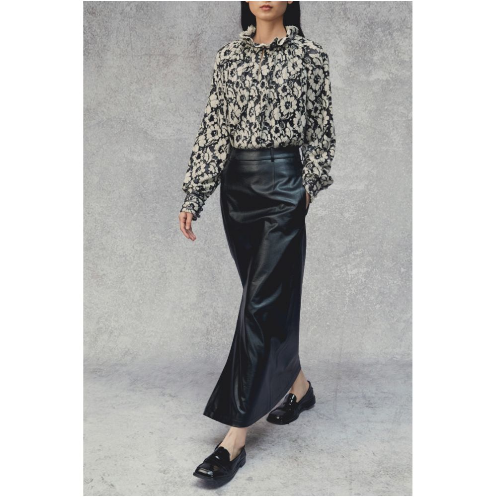 PaleBlueDot Blue Dot Original Design Gray Fur Lace Petal Pullover New Chinese Shirt image 4