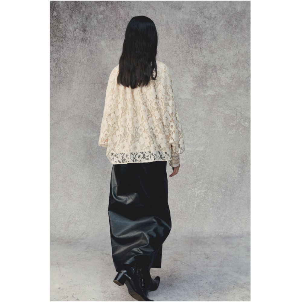 SALE8 Blue Dot Folding Original Design Beige Hairy Lace Petal Hooded Chinese style Shirt for Winter image 4