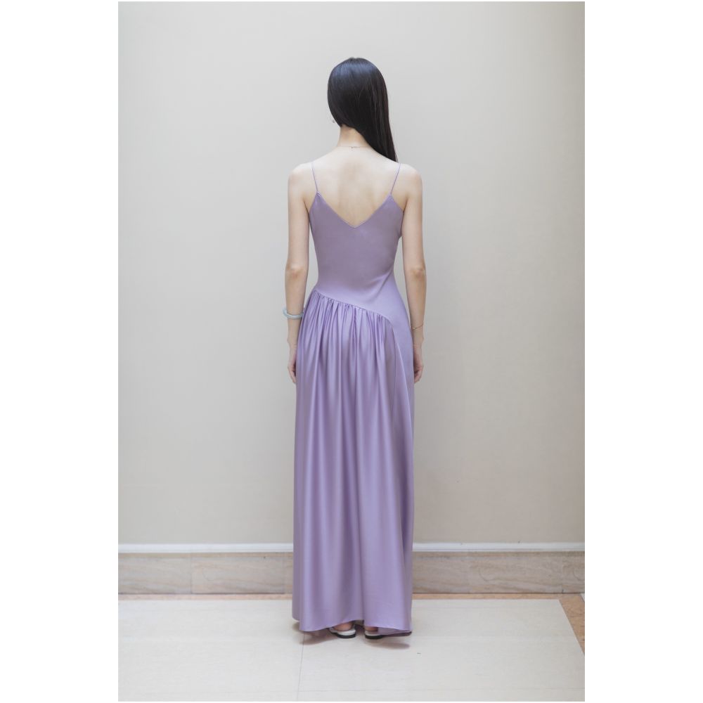 SAKINAWANG22 Summer Original Silk Double Joss Satin Pleated Large Swing V Neck Slim Suspender Dress Long Skirt image 4