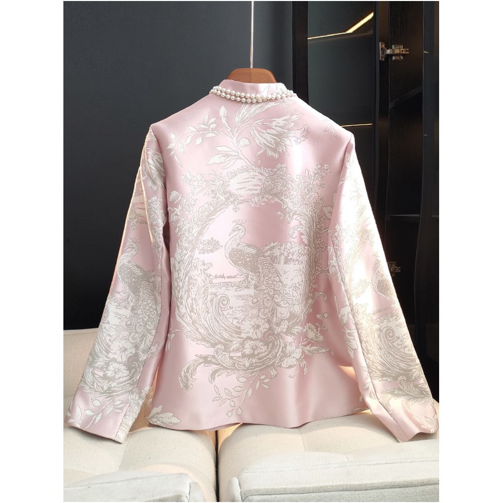 Retro button cheongsam top with a female design sense niche fashion age reduction and improved Chinese style slanted collar jacquard woven brocade jacket image 3
