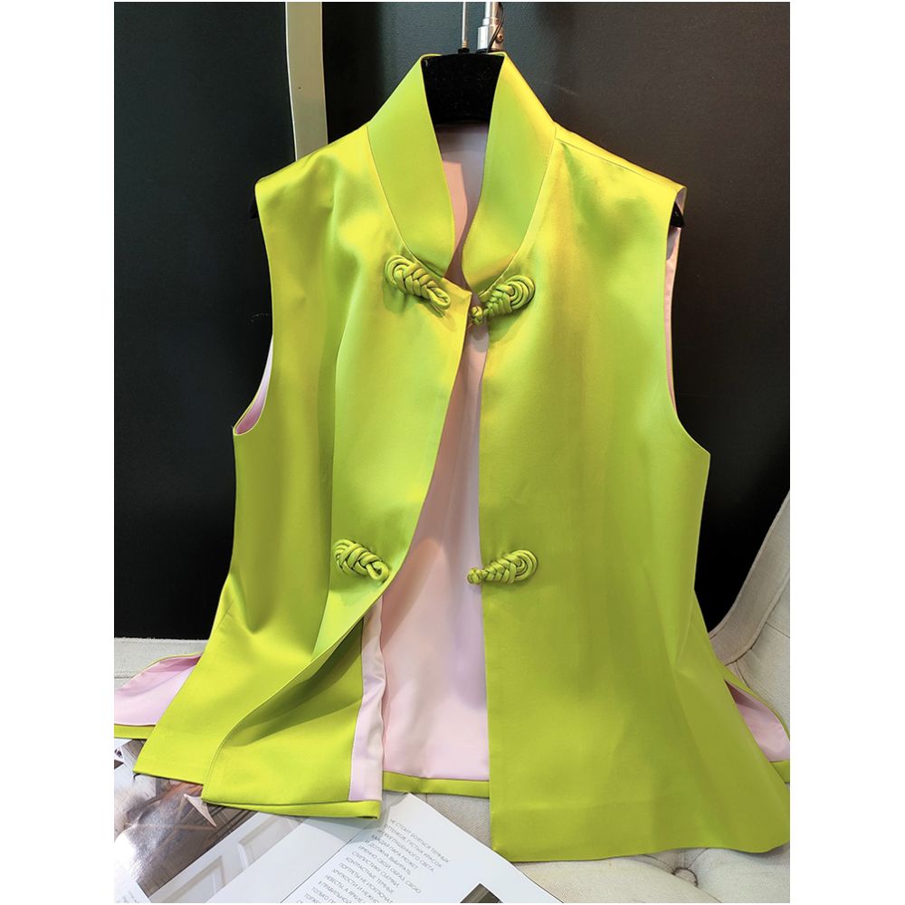 Retro Chinese style buckle vest for women in autumn 2025 new high end and youthful Chinese style cheongsam top image 1