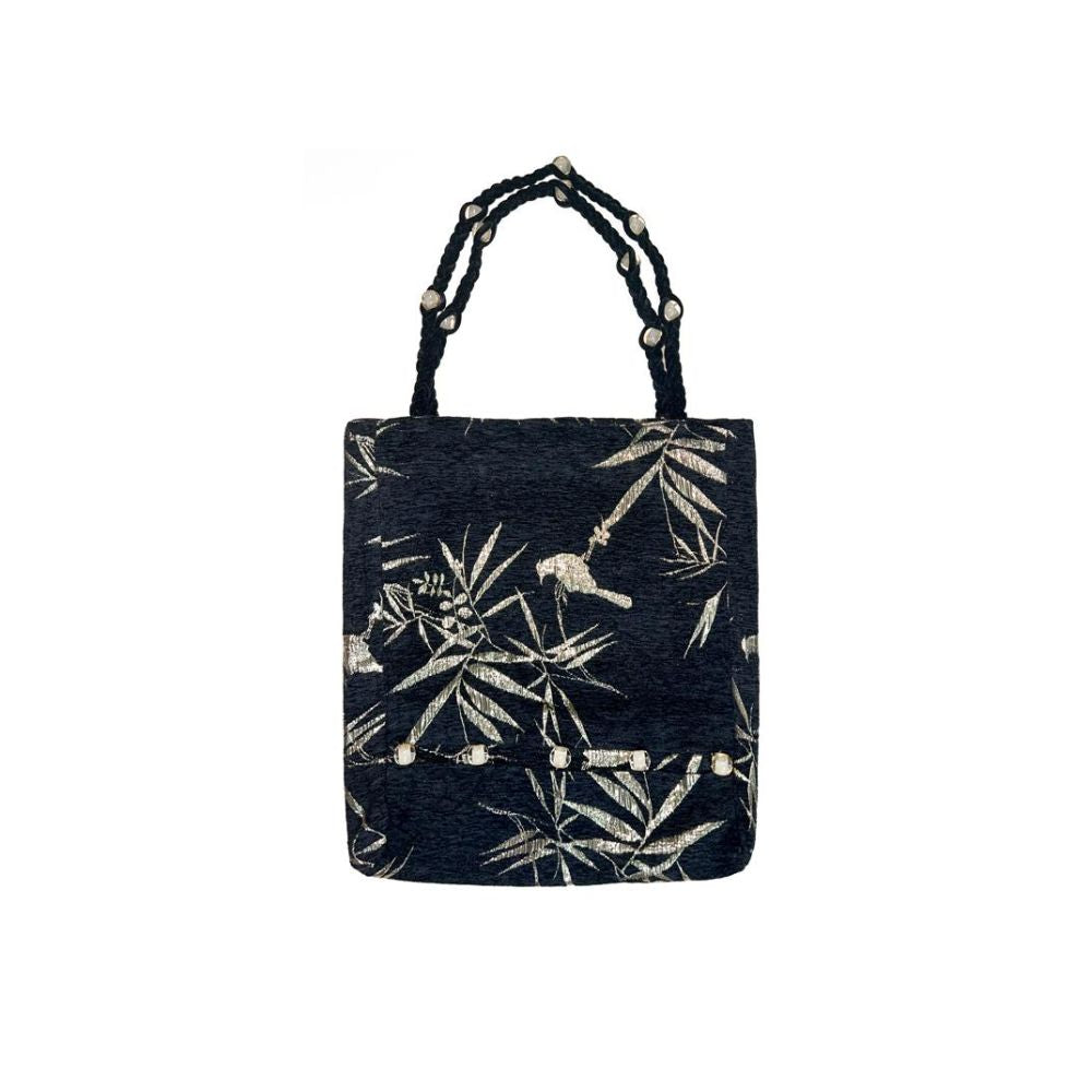 Tail Kite Record Cold Branch Sparrow Quietly Velvet Golden Silk Jacquard Tote Bag Versatile Women s Autumn and Winter New Chinese Style Single Shoulder image 1