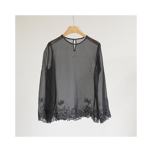 ASAYA4814 – Whispering Petal Sheer Blouse 🌸🦋
