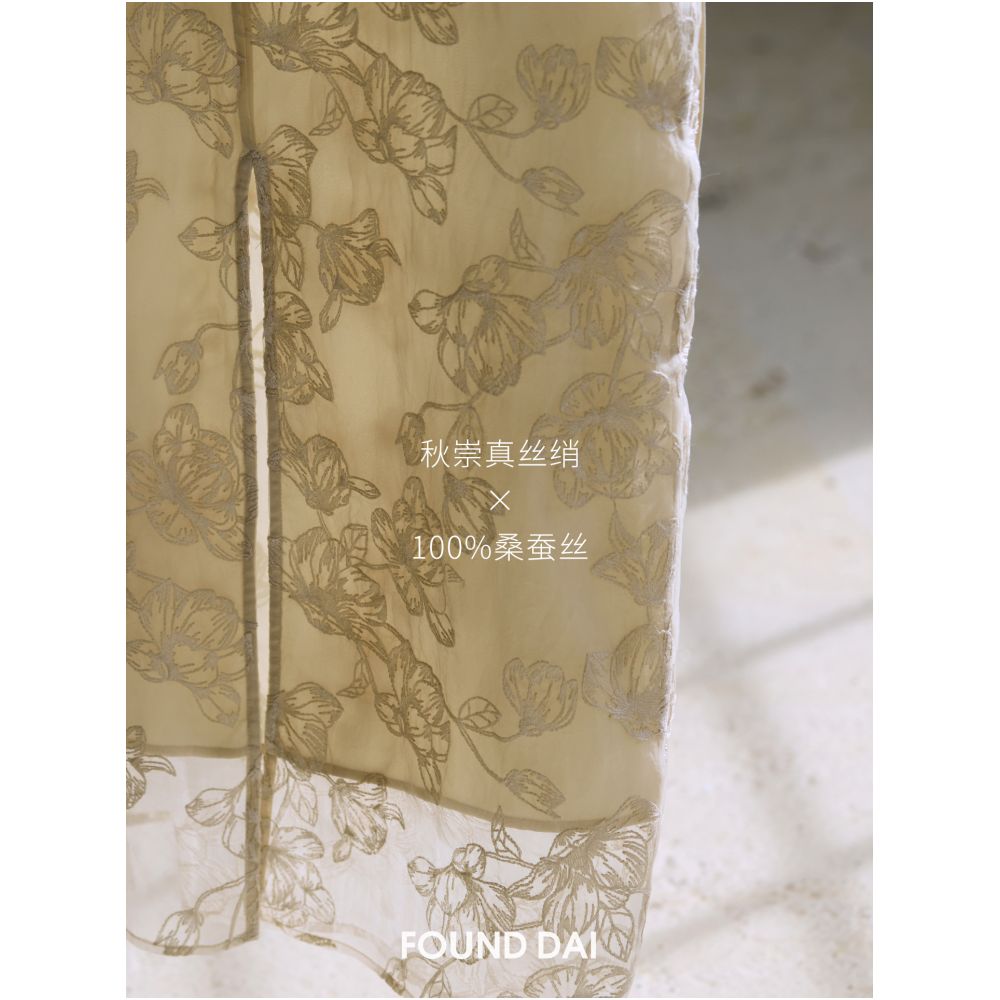 Sold out no restocking Autumn Chong silk silk floral embroidery straight body adjustable waist suspender dress image 3