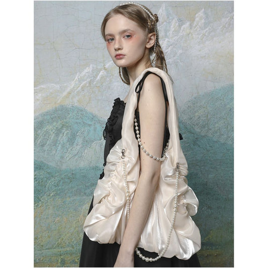 ASAYA4820 – Pearl Cloud Ruched Tote ☁️✨
