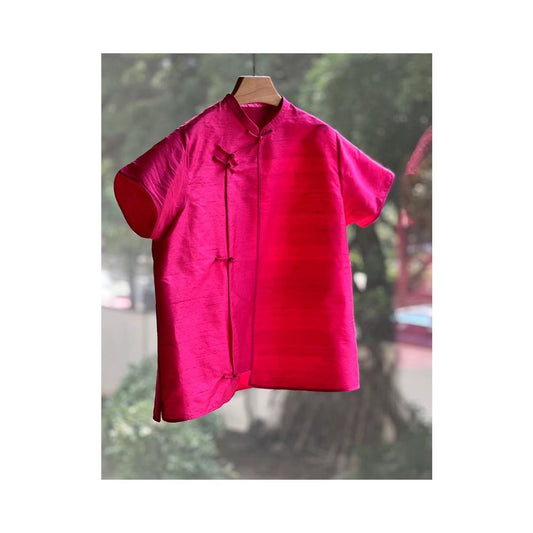 ASAYA4824 – Crimson Silk Heritage Top 💖✨