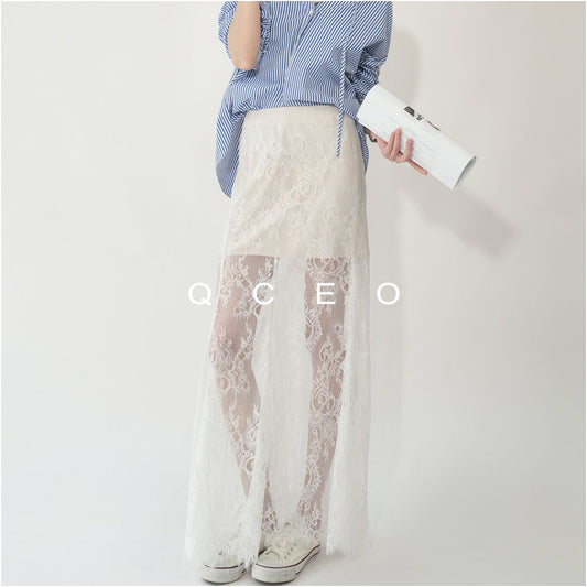 ASAYA4837 – White Elegance Lace Maxi Skirt 🤍✨