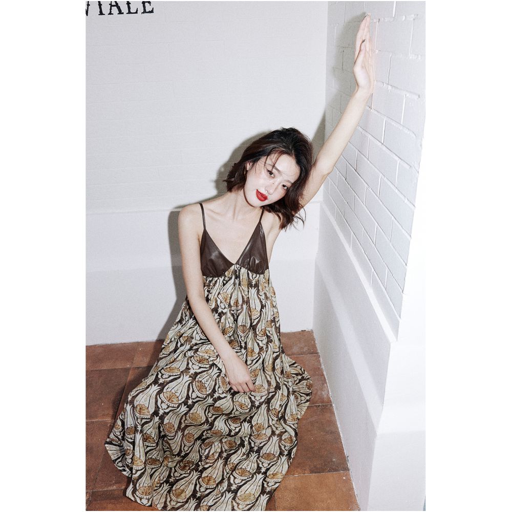 Rosebanks Boho chic whose DNA is in motion Vacation style contrasting colors big skirt suspender dress image 0