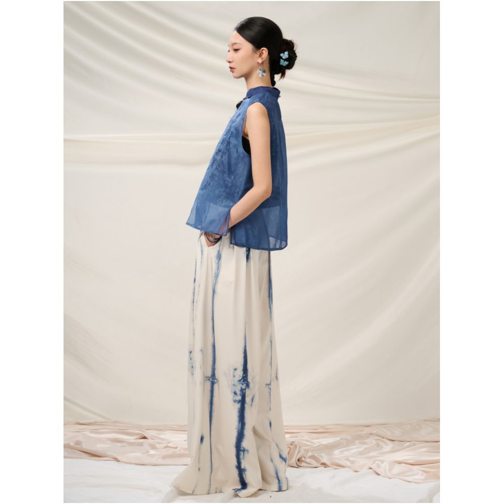 Anytime anywhere grab the new Chinese tie dye high waisted wide leg casual pants Chinese style long pants women s 2025 summer new style image 5