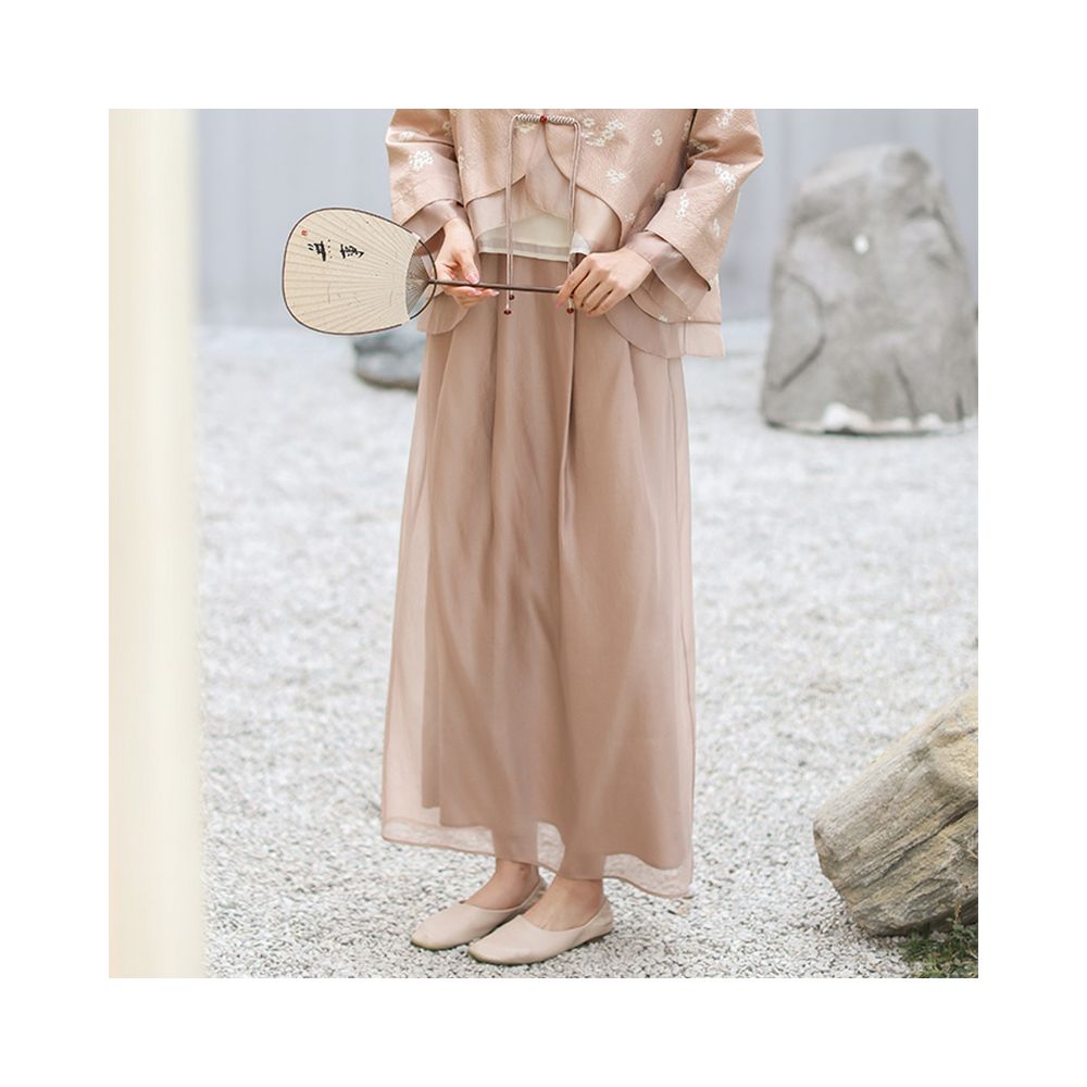 Mountain Colored Spring and Summer New Chinese Women s Clothing Improvement Hanfu Double breasted Jacquard National Style Coat Zen Tea Clothing Plate Button Top image 49