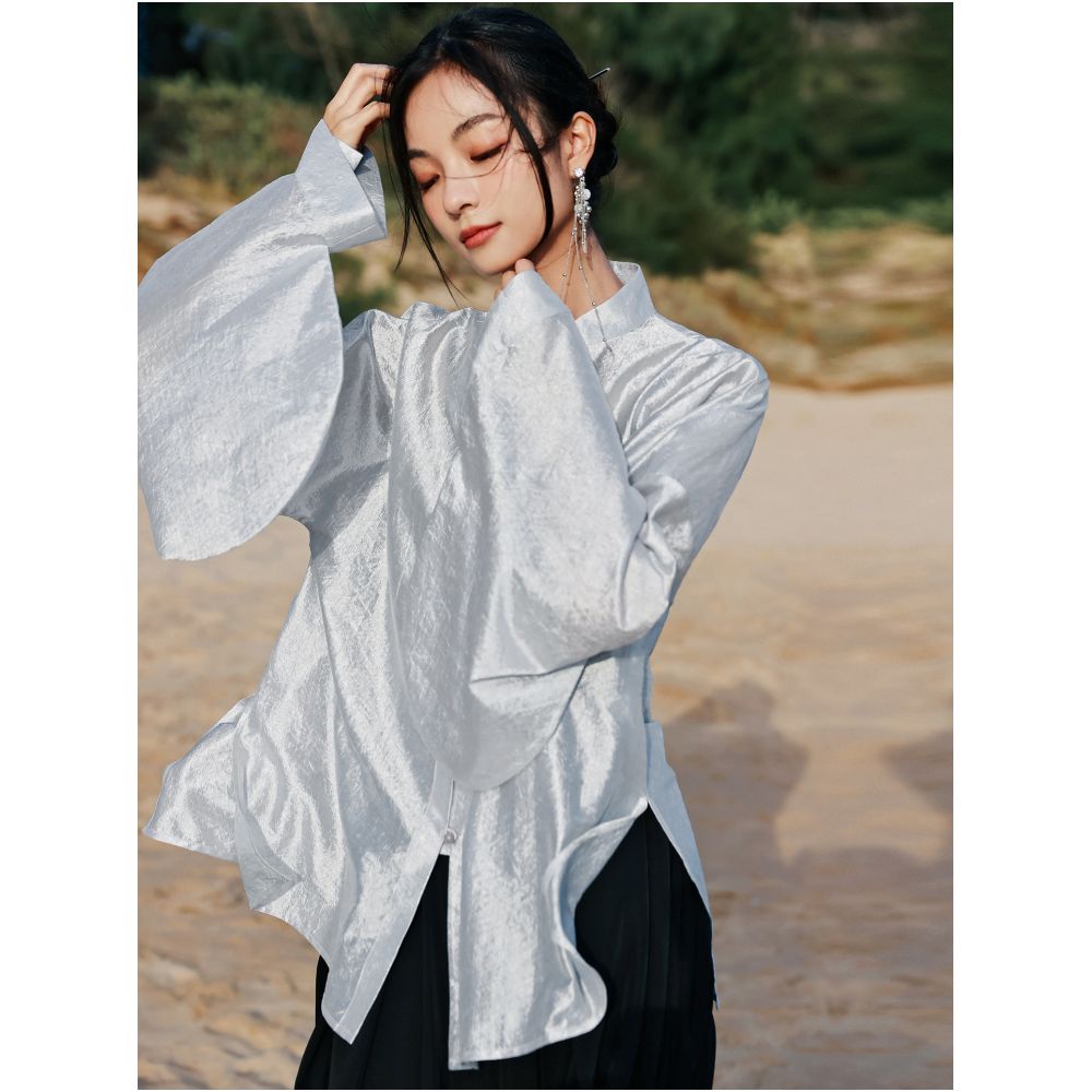 Da Qinglong returns to the new Chinese style shirt with Hu sleeves and Chinese style women s clothing 2025 new top shirt and small shirt image 5