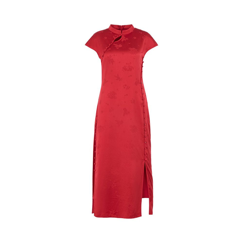 Spring Festival Gala Same Store Republic of China Style Reproduction Ancient Method Flat Cut Cheongsam Flower and Tree Deep Silk Chinese Dress image 33