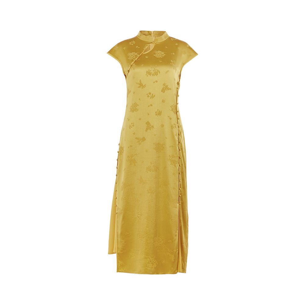 Spring Festival Gala Same Store Republic of China Style Reproduction Ancient Method Flat Cut Cheongsam Flower and Tree Deep Silk Chinese Dress image 45