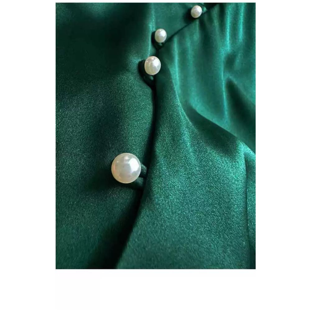 Monthly poster silk cheongsam top appears slim with exposed waist slightly wide short sleeved stand up collar slim fit silk side zipper image 57