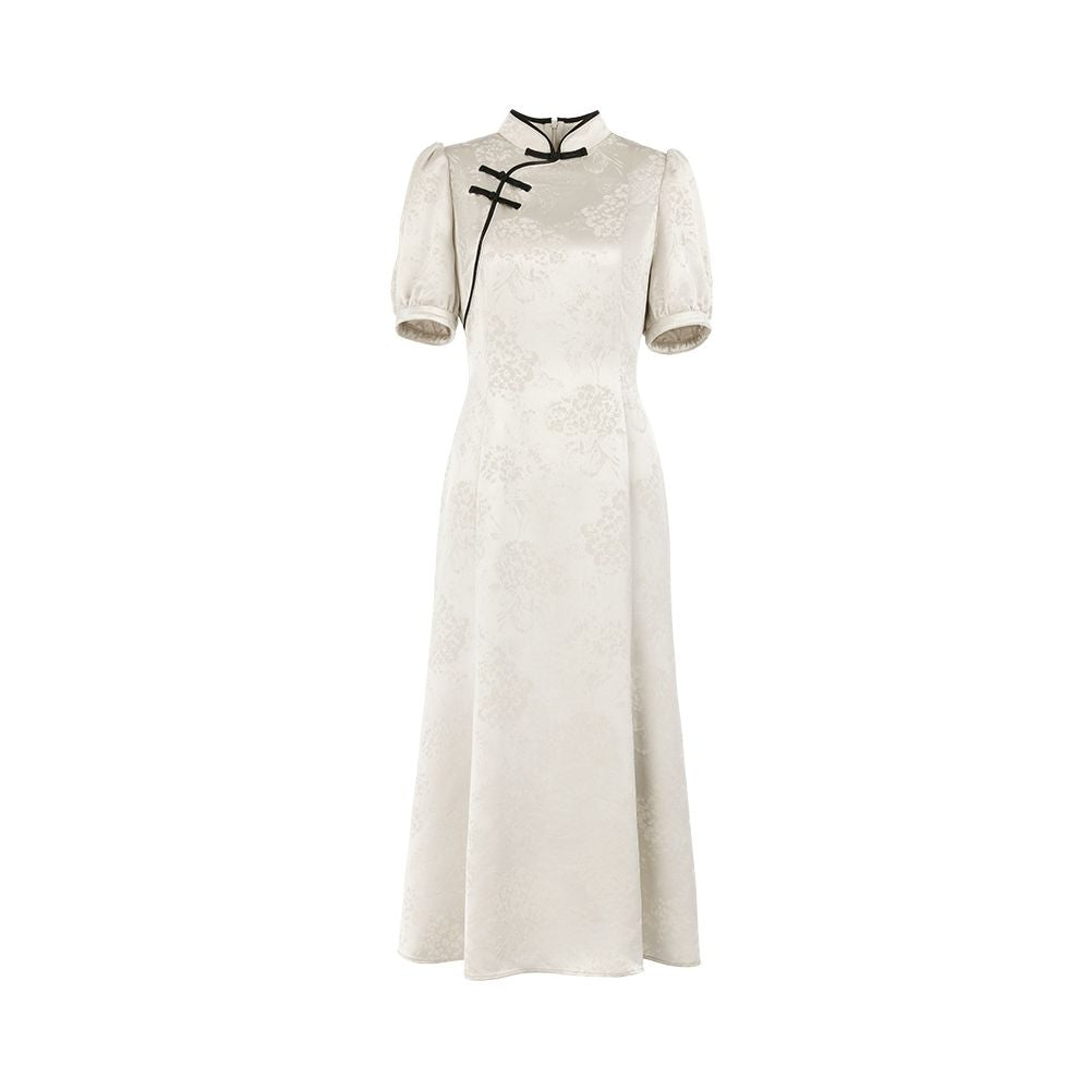 Spring Festival Gala Same Store Hua Mu Shen Chinese style Improved Cheongsam Skirt Standing Collar Jacquard Acetate Dress Chinese Style Dress image 13