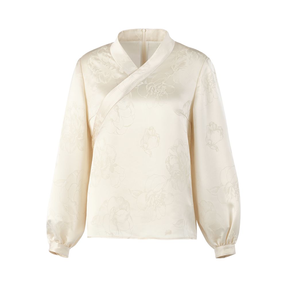 Celebrity Style Huamu Shen New Chinese Style Acetate Jacquard Top Improved Hanfu Tea Suit Cross Collar Slant Lapel Bottom image 11