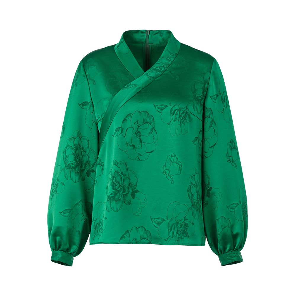 Celebrity Style Huamu Shen New Chinese Style Acetate Jacquard Top Improved Hanfu Tea Suit Cross Collar Slant Lapel Bottom image 21