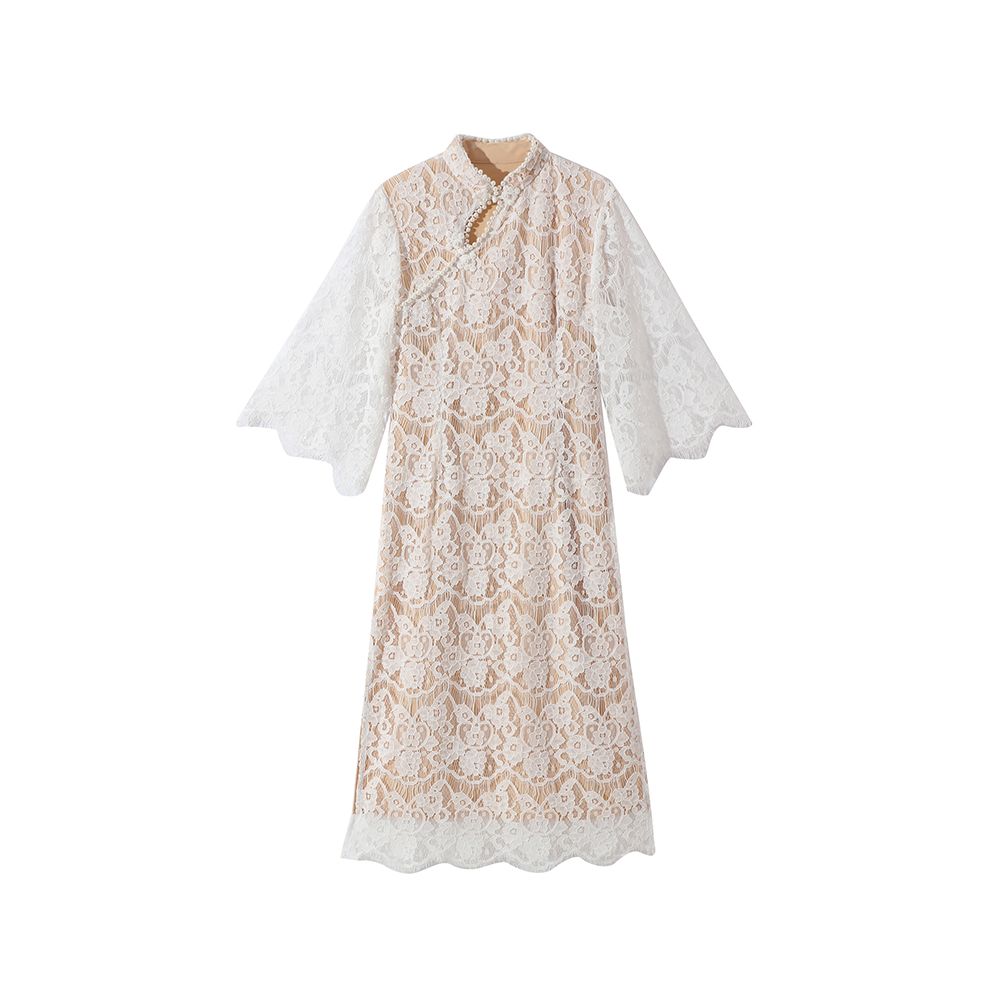 Lujin Homemade Furong Makeup Spring and Autumn Improved Edition Retro Republic of China Elegant Lace Style Cheongsam Girl image 5