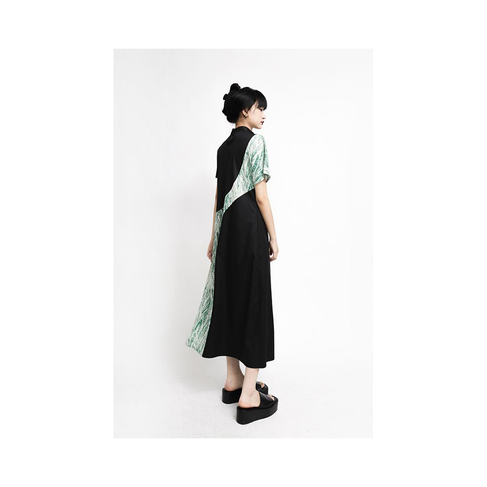 APOZi Tai Chi Series New Chinese Splicing Dress Women s Loose Waist Stand up Collar Cheongsam Skirt Summer New Long Dress image 4