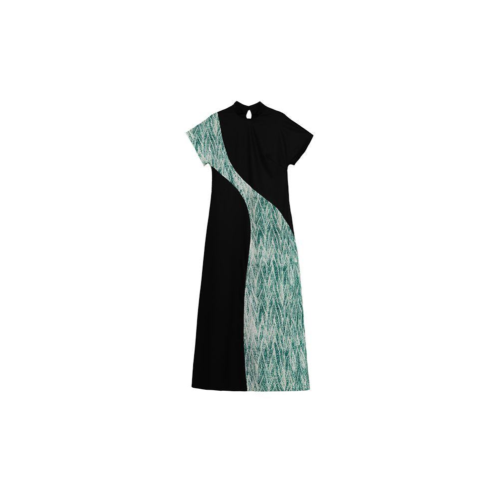 APOZi Tai Chi Series New Chinese Splicing Dress Women s Loose Waist Stand up Collar Cheongsam Skirt Summer New Long Dress image 5