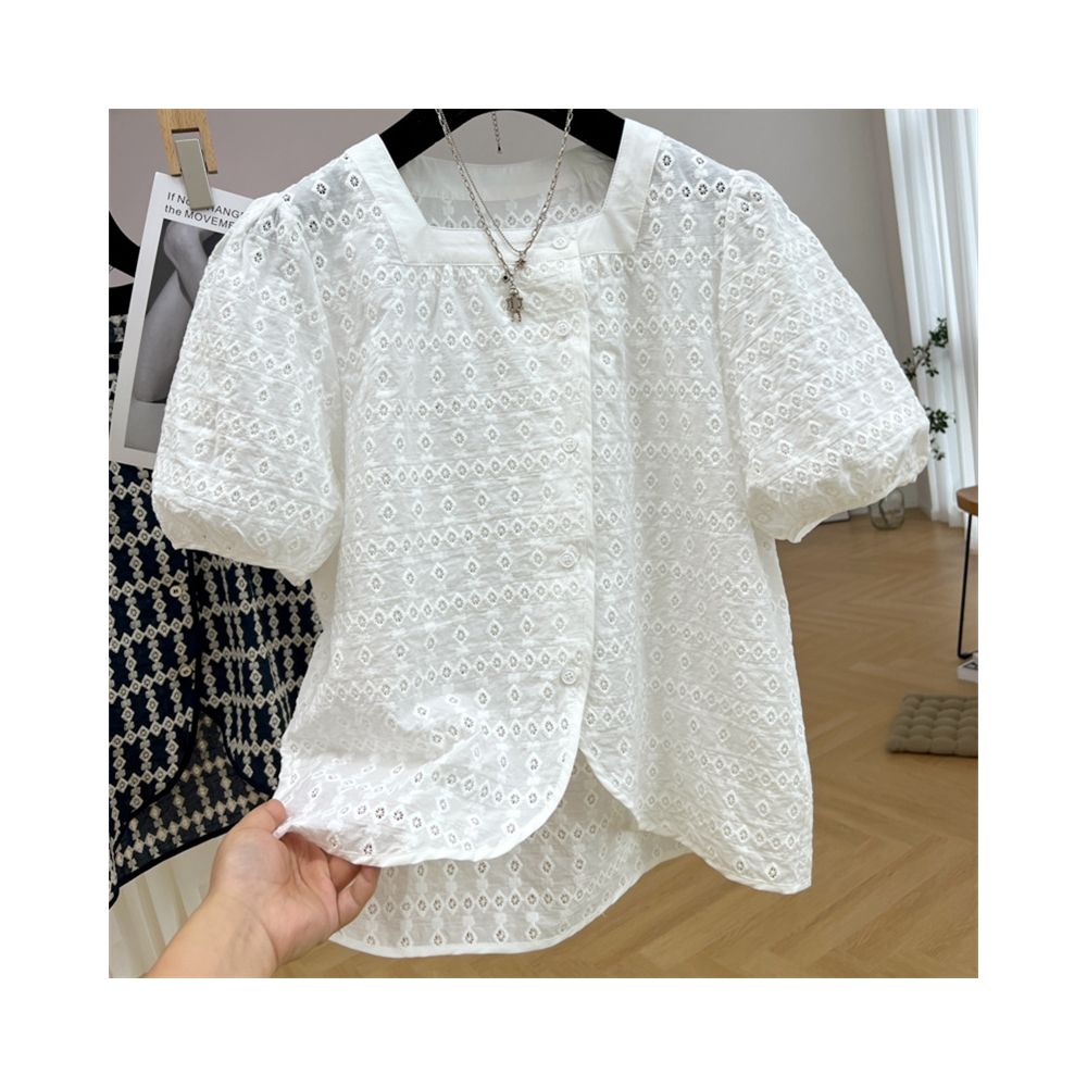 Short sleeved shirt for women summer 2025 new style chubby little sister stylish small shirt design sense niche chic square neck top image 2