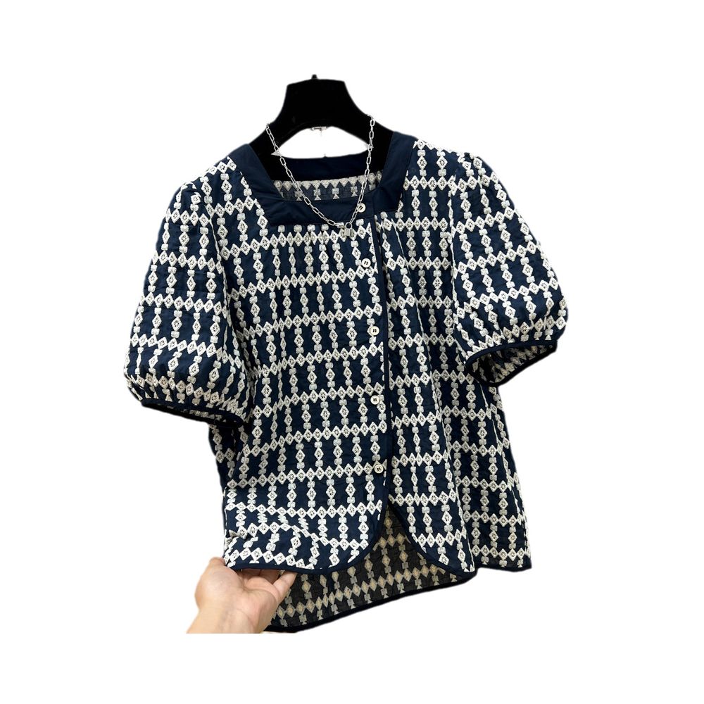 Short sleeved shirt for women summer 2025 new style chubby little sister stylish small shirt design sense niche chic square neck top image 5