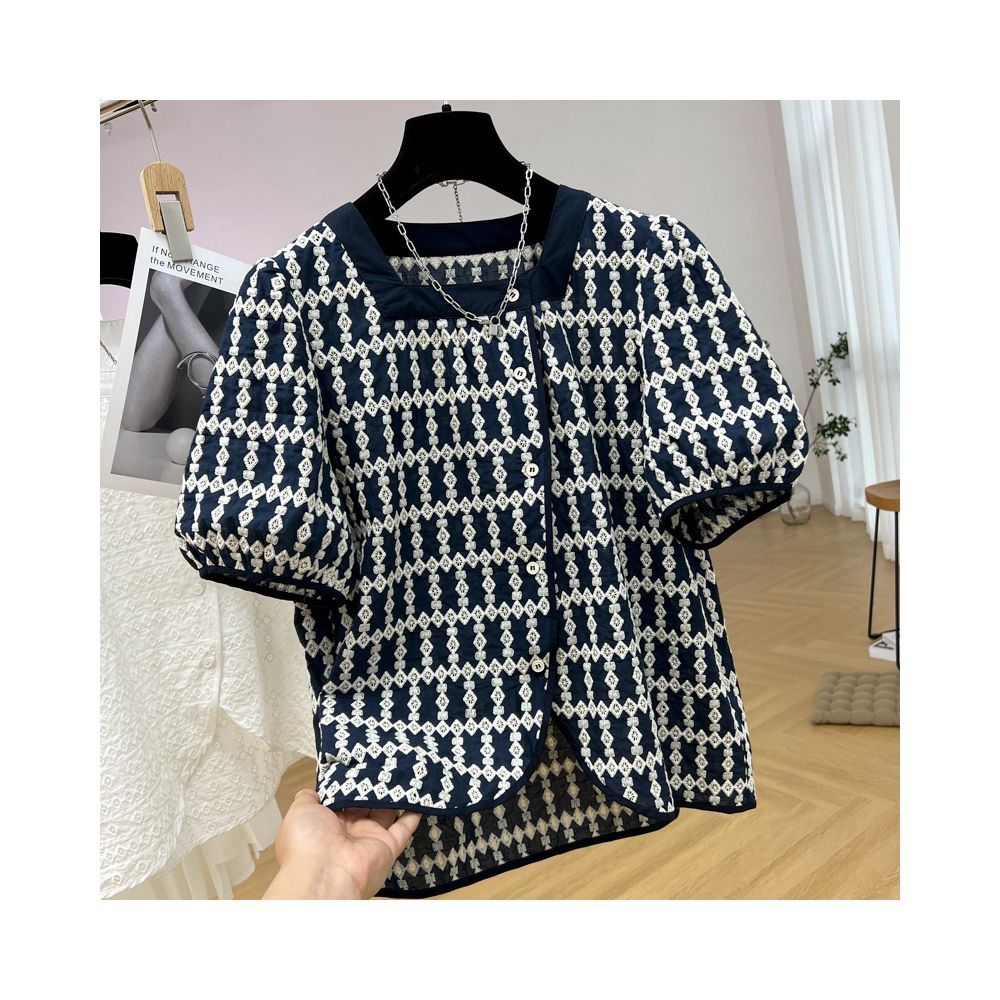 Short sleeved shirt for women summer 2025 new style chubby little sister stylish small shirt design sense niche chic square neck top image 8