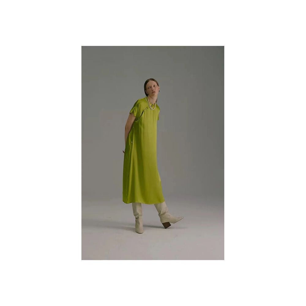 NEANT 2018 AW Series 1 100 Mulberry Silk Green Jade Improved Chinese Waist less Cheongsam image 2