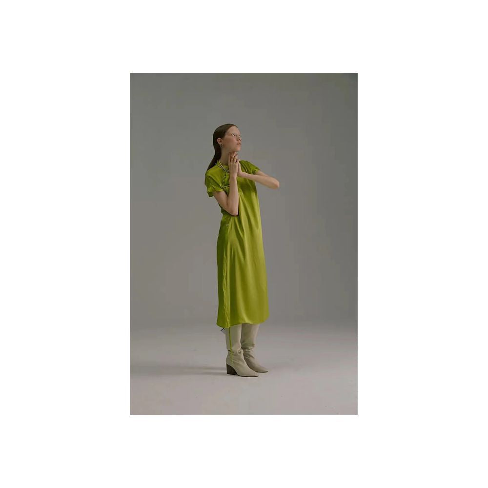 NEANT 2018 AW Series 1 100 Mulberry Silk Green Jade Improved Chinese Waist less Cheongsam image 3