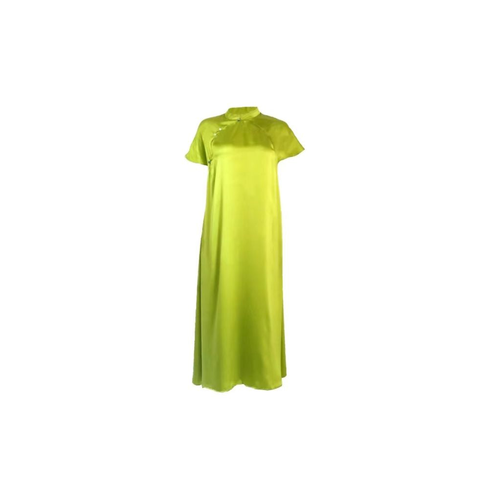 NEANT 2018 AW Series 1 100 Mulberry Silk Green Jade Improved Chinese Waist less Cheongsam image 5