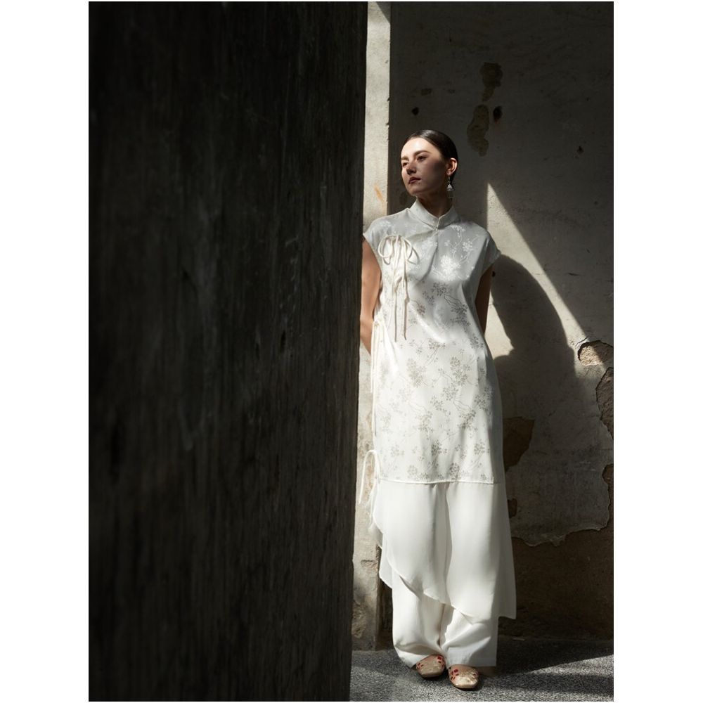 TAORAN New Chinese style Improved Cheongsam Skirt 2024 New Slant Front Elegant High end Chinese Style Girl Dress image 4