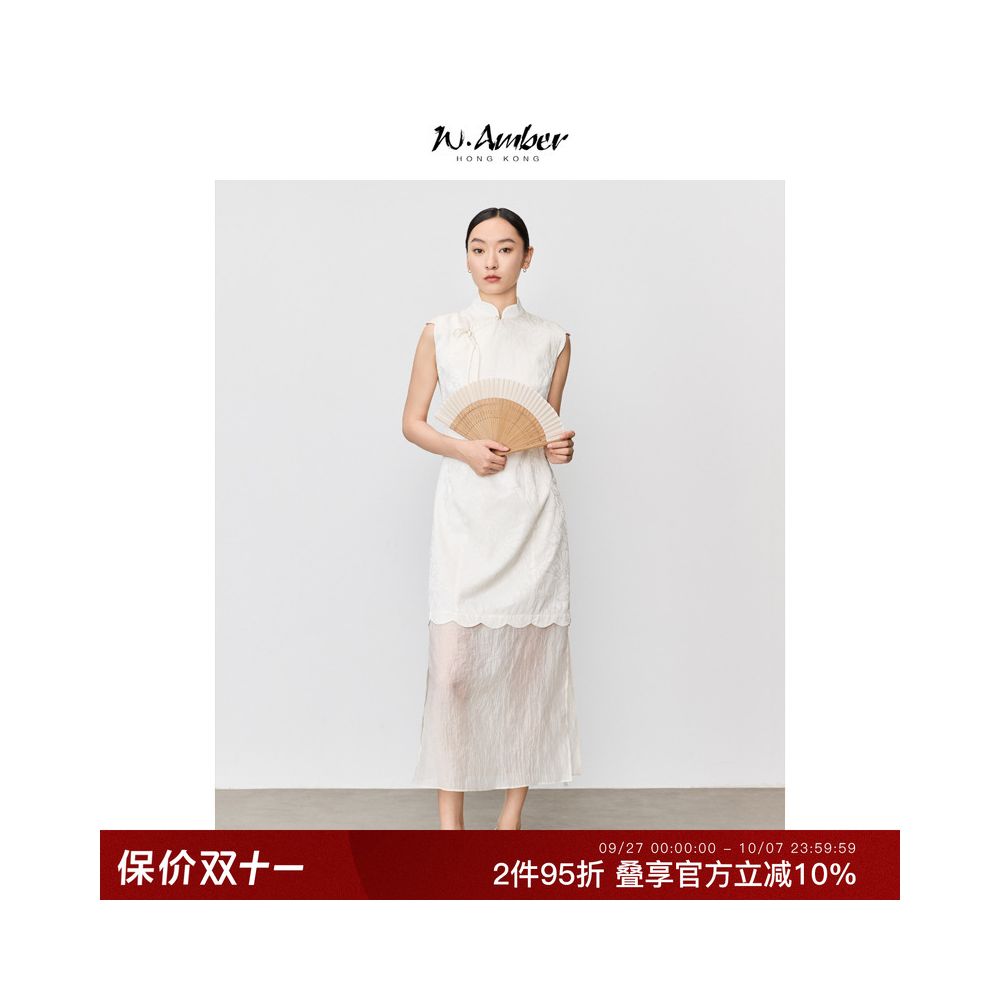 W Amber s new Chinese style improved cheongsam for women slim and youthful high end Chinese style dress with a girlish temperament image 1