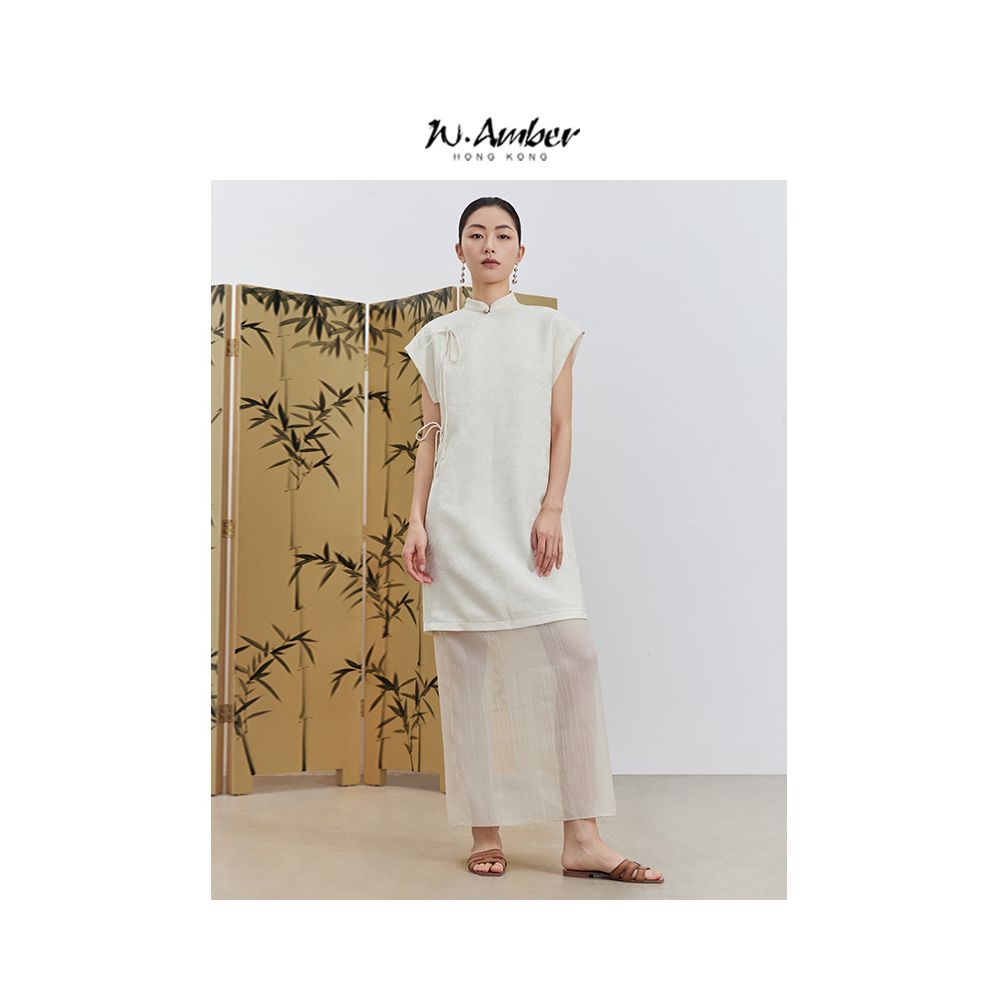 W Amber s new Chinese style improved cheongsam for women slim and youthful high end Chinese style dress with a girlish temperament image 3
