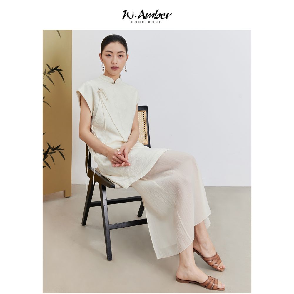 W Amber s new Chinese style improved cheongsam for women slim and youthful high end Chinese style dress with a girlish temperament image 4
