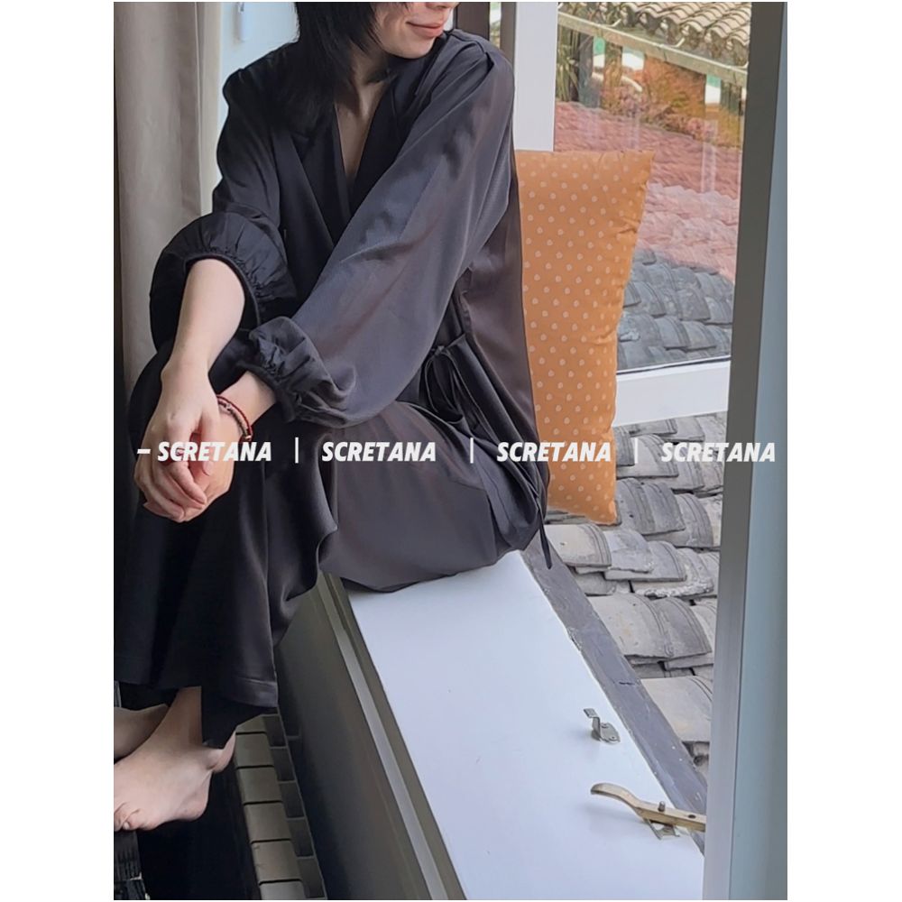 Anna s Secret Paris Nocturne Spring Summer Pajamas French Light Luxury Romantic Fashion Long Sleeve Pants Home Clothes image 3
