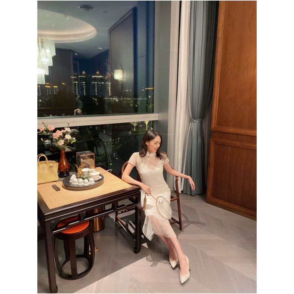 Cicidream Traditional workshop lace meets hand sewn cheongsam white dress image 2