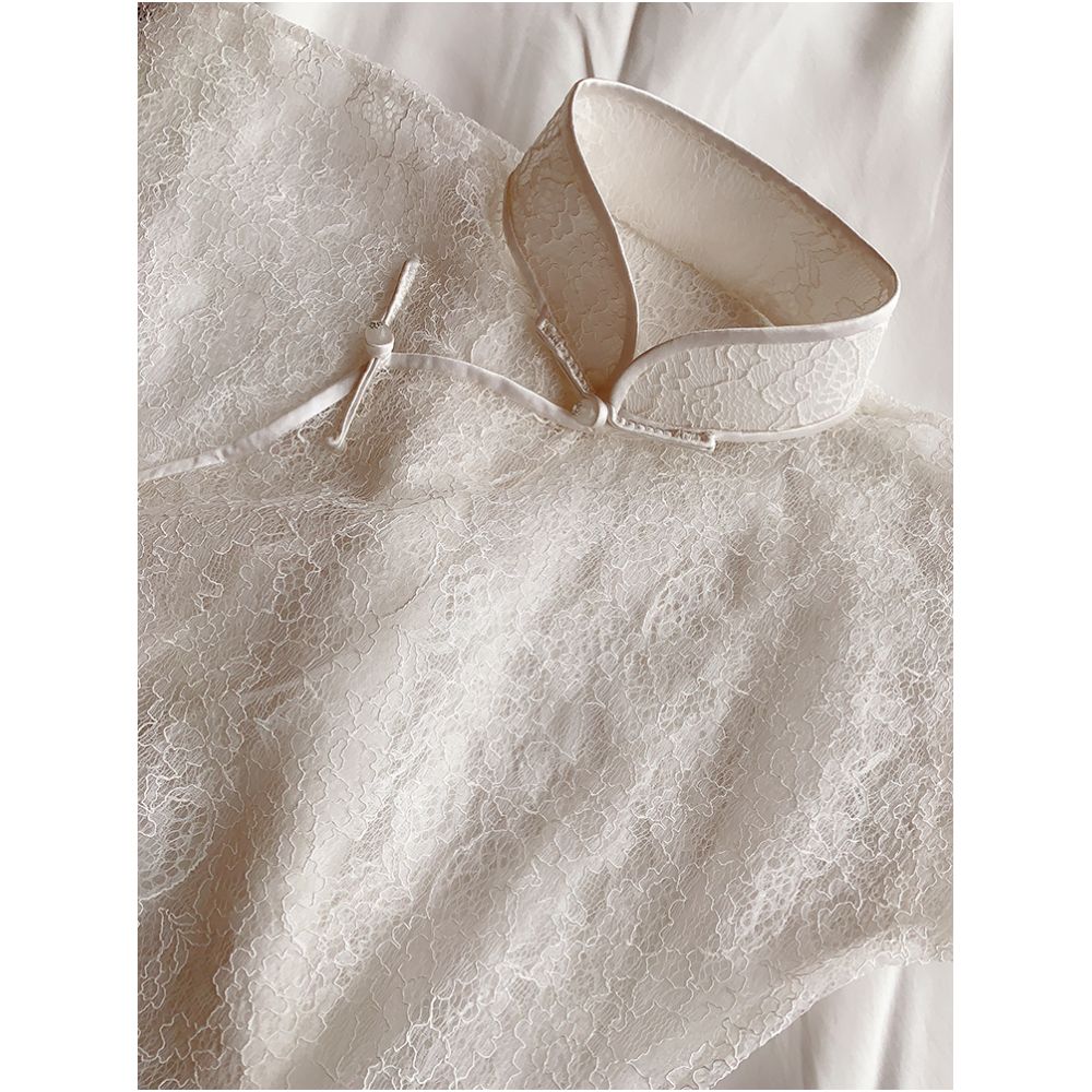 Cicidream Traditional workshop lace meets hand sewn cheongsam white dress image 14