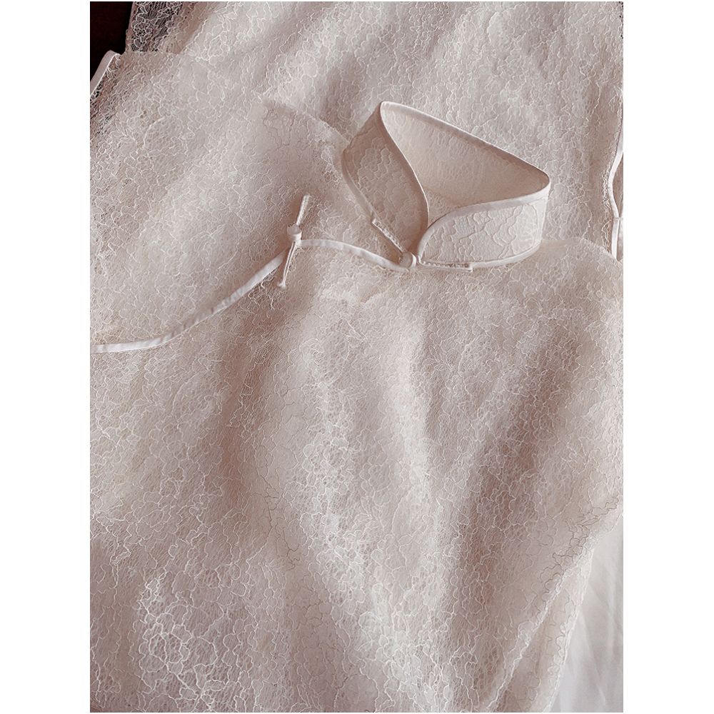 Cicidream Traditional workshop lace meets hand sewn cheongsam white dress image 22