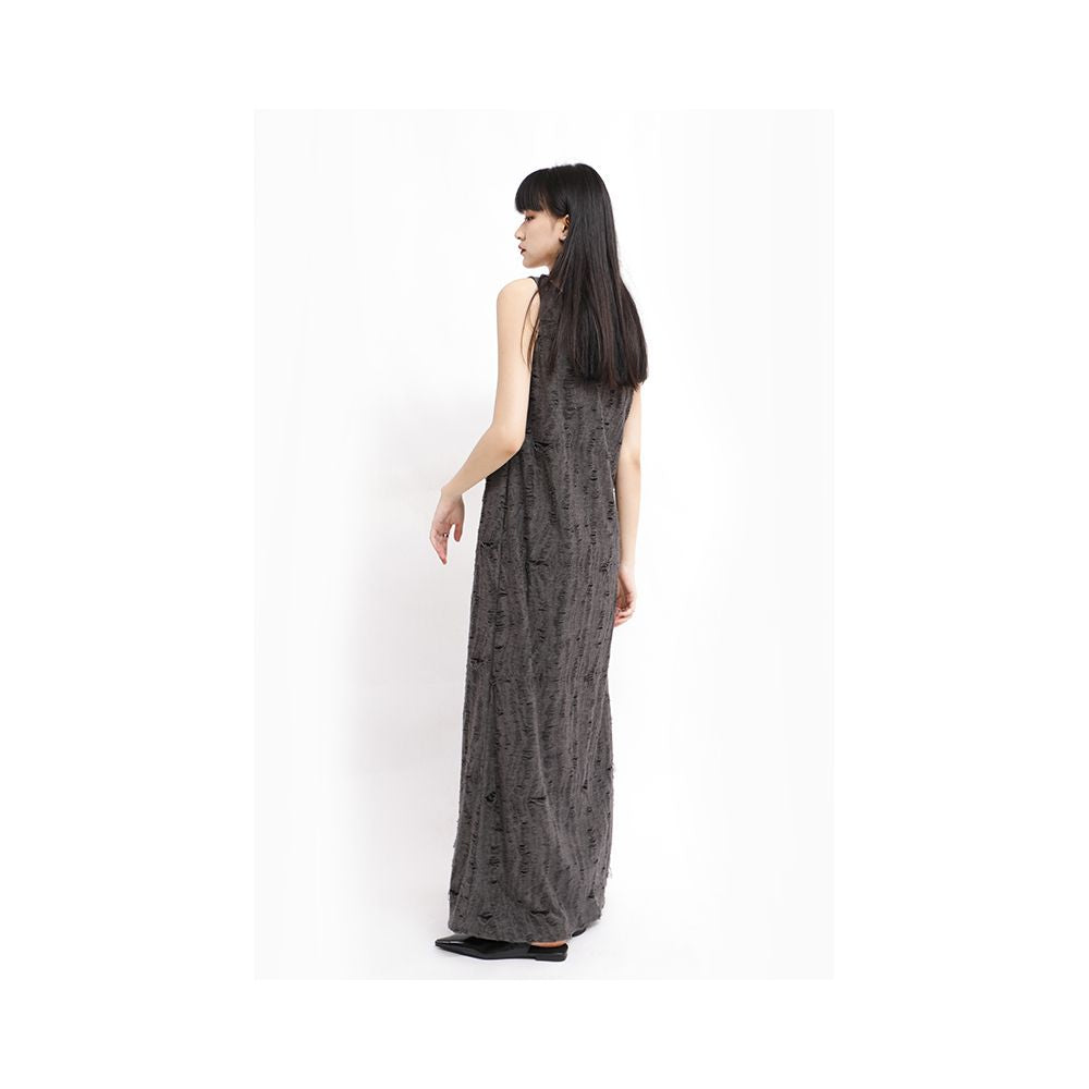 APOZi Landscape Series Grey Hole Loose Strap Dress for Women Tall and Elegant Long Skirt Zixia New Style image 4