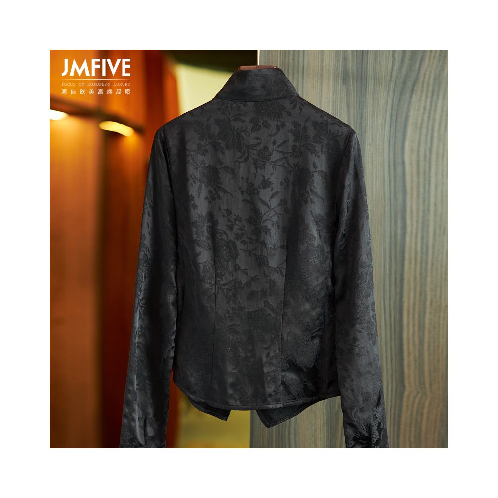 Chinese style retro jacquard long sleeved shirt for women 2025 spring and autumn national trend new Chinese style jacquard slim fit top for women image 2